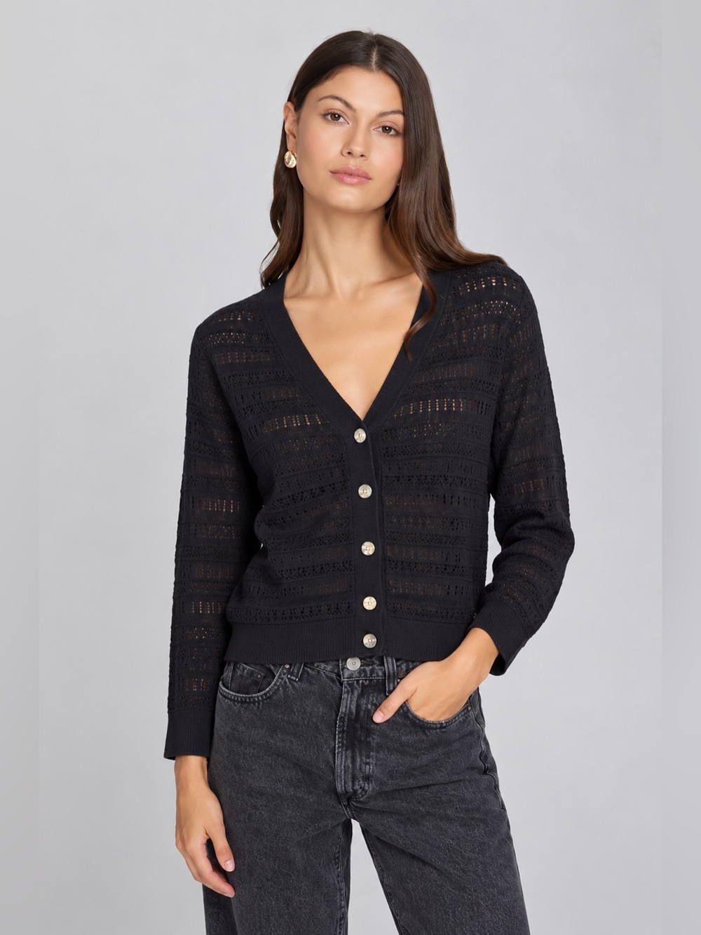 Frye Black Knit Cardigan Size Medium NWT